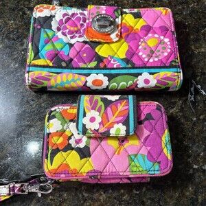 Vera Bradley Wallet Bundle 2pc Womens One Size Floral Turnlock & Wristlet